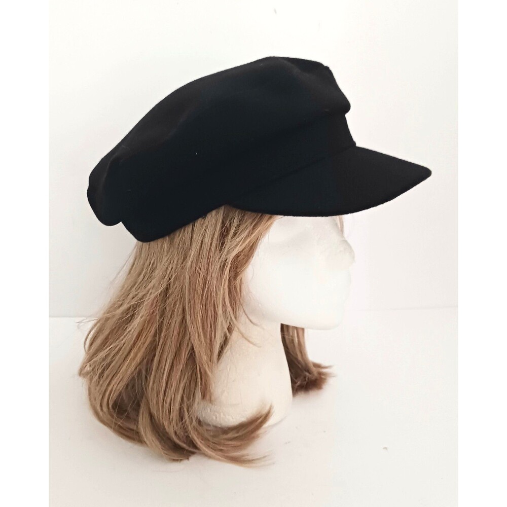 NEW Newsboy Cap Blk Poly Wool O/S Adjustable